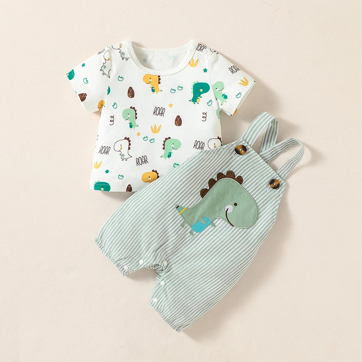 Conjunto Bebê Menino Verão Dinossauro - 2 Peças