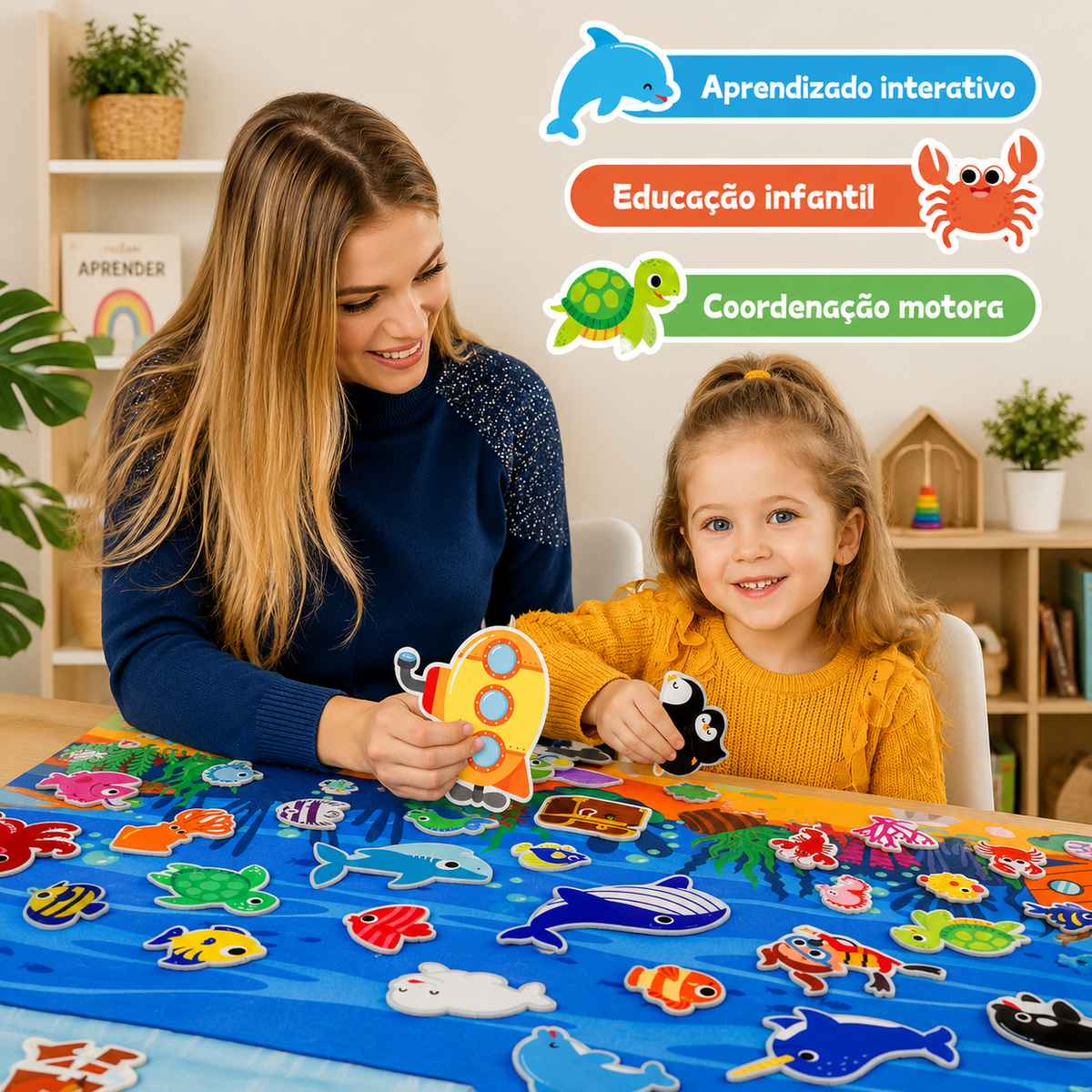 Placa Interativa de Feltro Oceano e Fazenda para Crianças