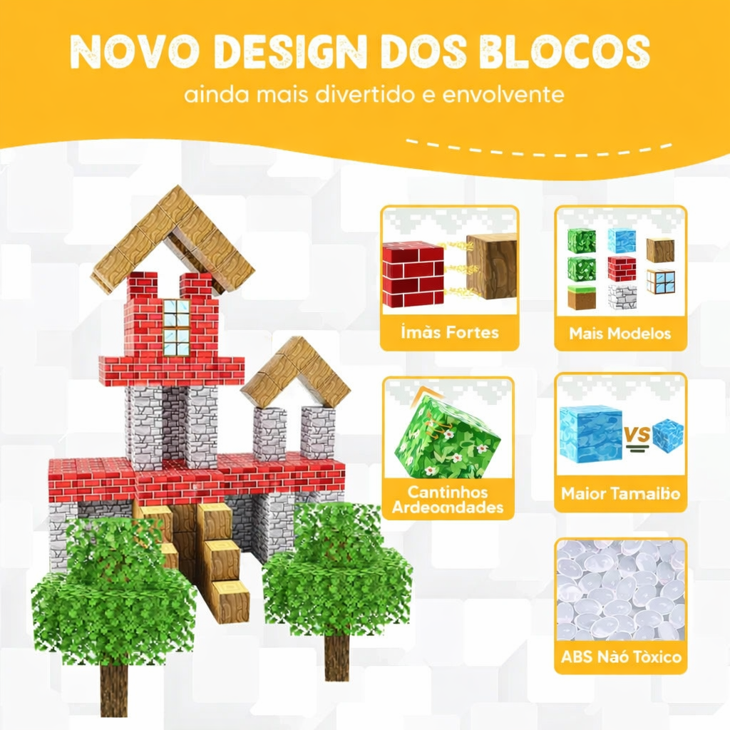 BlocoMágico™ – Kit Magnético Educativo com 300 Peças