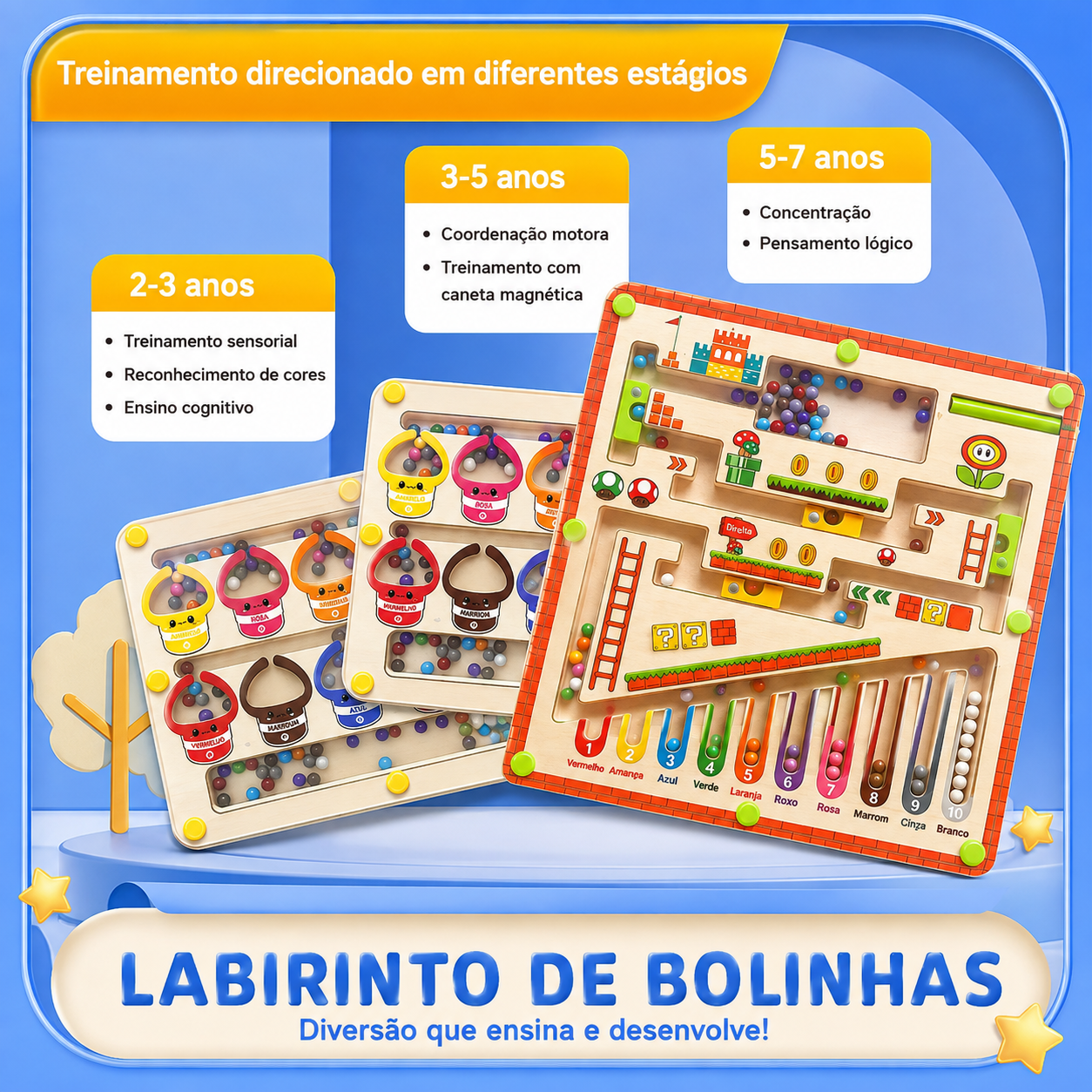 Labirinto Magnético Infantil para Treinamento de Concentração