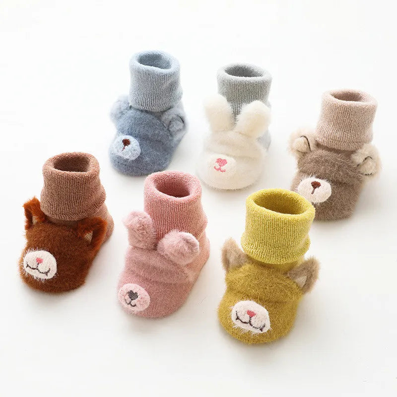 Lawadka inverno bebê recém-nascido menina menino meias anti deslizamento bonito dos desenhos animados grosso quente terry infantil meias para meninas estilo de moda 2024 novo