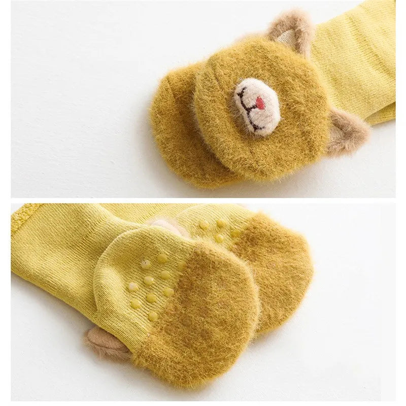 Lawadka inverno bebê recém-nascido menina menino meias anti deslizamento bonito dos desenhos animados grosso quente terry infantil meias para meninas estilo de moda 2024 novo