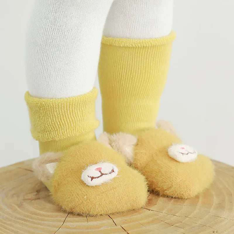 Lawadka inverno bebê recém-nascido menina menino meias anti deslizamento bonito dos desenhos animados grosso quente terry infantil meias para meninas estilo de moda 2024 novo