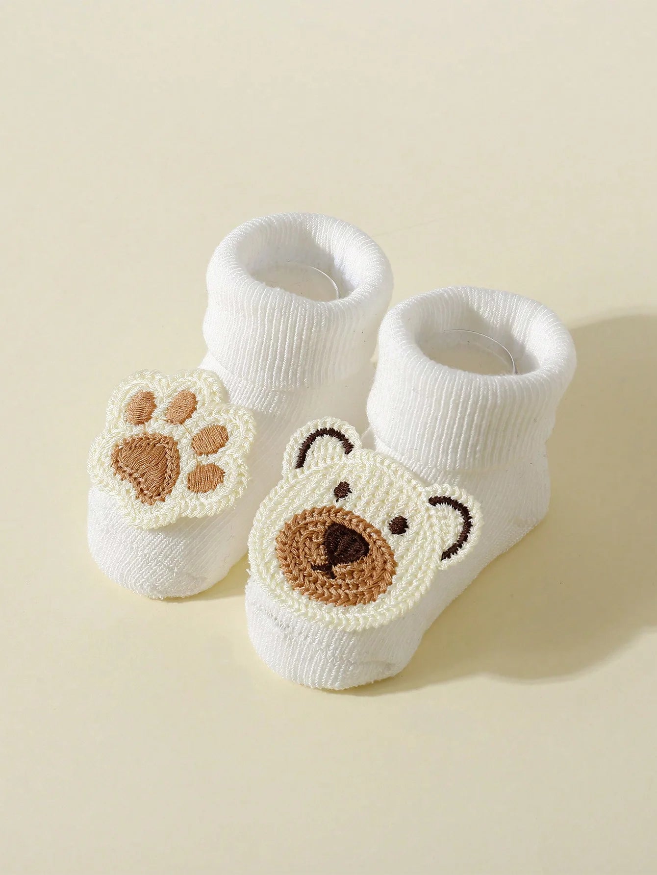 4 pares de meias fofas de urso de desenho animado para bebês, meias de algodão macio antiderrapantes para bebês de 0 a 12 meses, meninos e meninas recém-nascidas