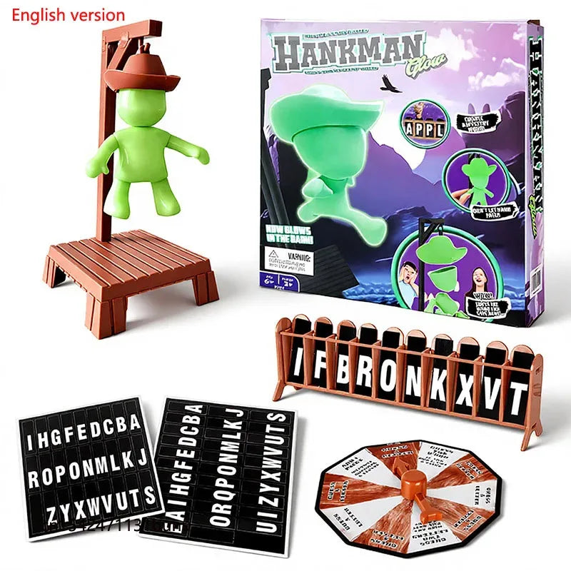 Novo jogo de adivinhação de executor misterioso magnético de cowboy, jogo de palavra de mesa de colapso de galows, jogo de festa de família, brinquedo de natal