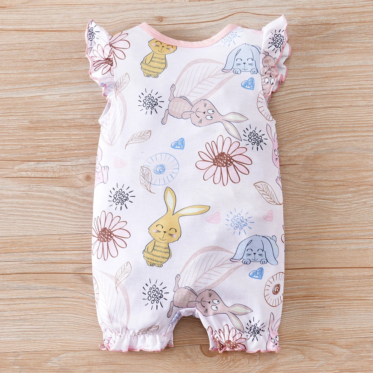 IURNXB-coelho imprime bodysuit infantil, macacão de bebê, roupas de menina, recém-nascido Cap Sleeve, Snap Onesie, Casual Wear, 0-18M