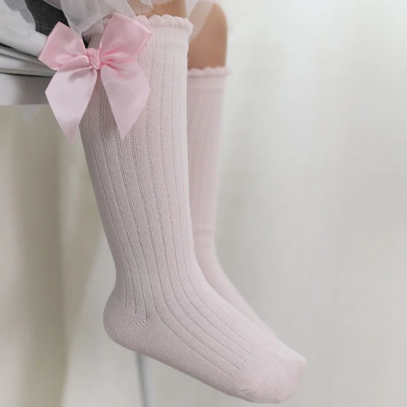 Meias Infantis Princesa com Laço Grande - Elegância e Conforto