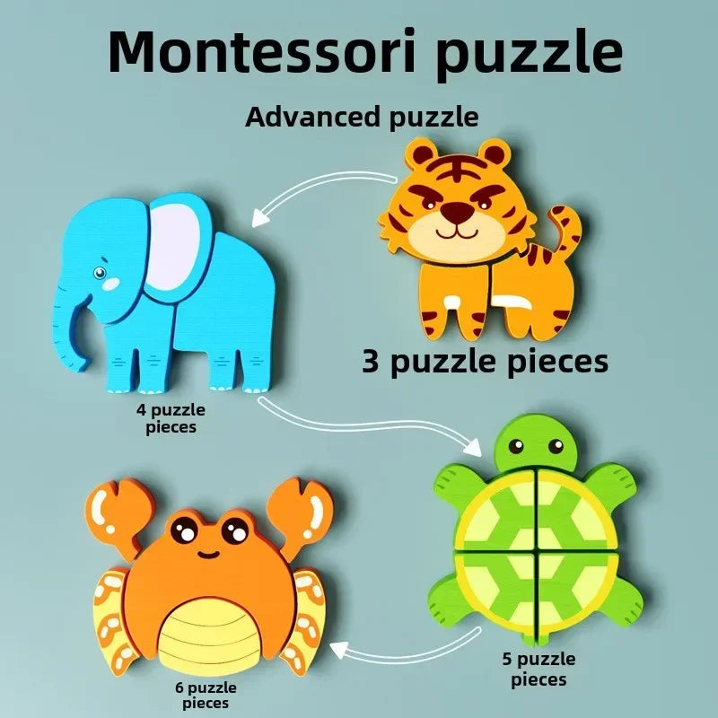 Quebra-Cabeça 3D Montessori de Madeira para Crianças