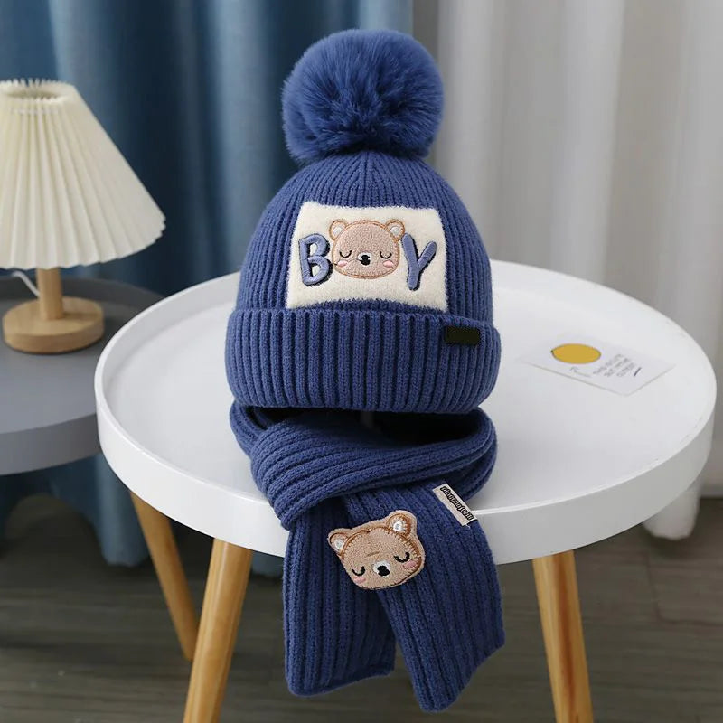 Conjunto de Inverno Infantil: Gorro e Cachecol de Lã
