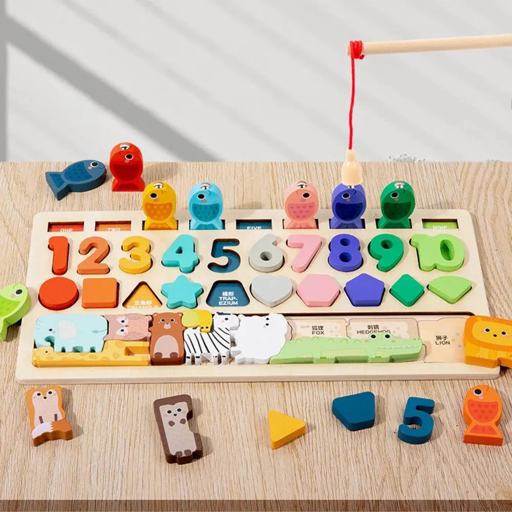 Brinquedos Montessori de madeira para crianças, tábua ocupada, forma e número correspondente, forma digital, brinquedos educativos, presentes infantis