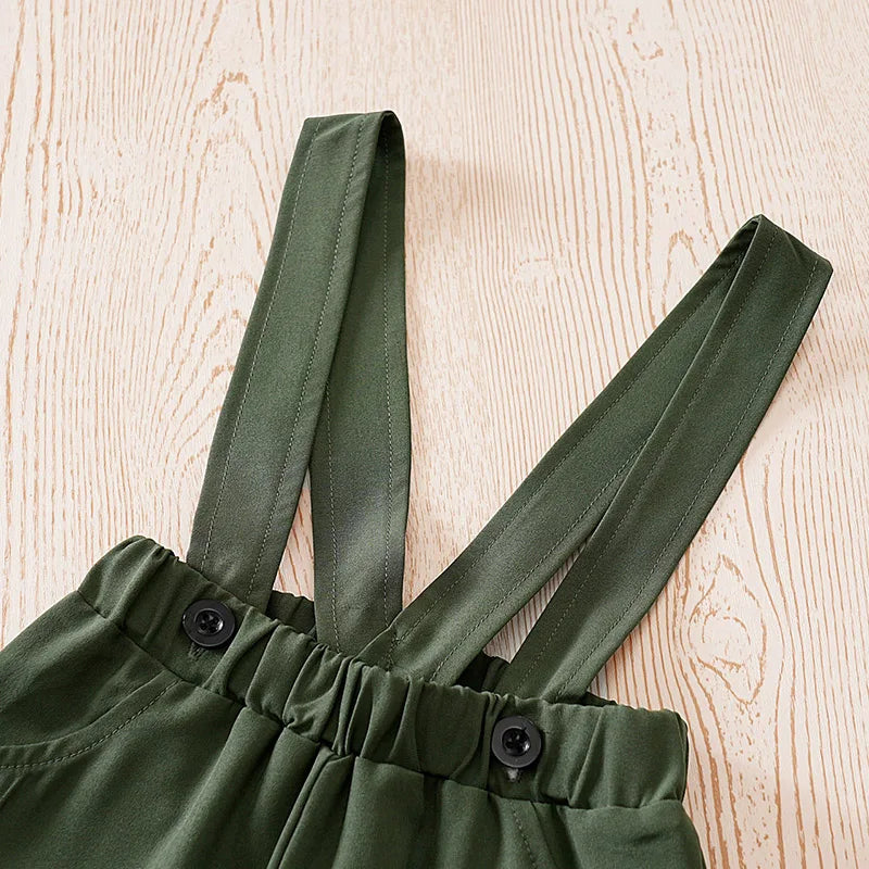 Bebê recém-nascido meninos conjunto de roupas animal-verde impressão moda verão criança roupa alças de manga curta vestir 2 peças terno de passeio