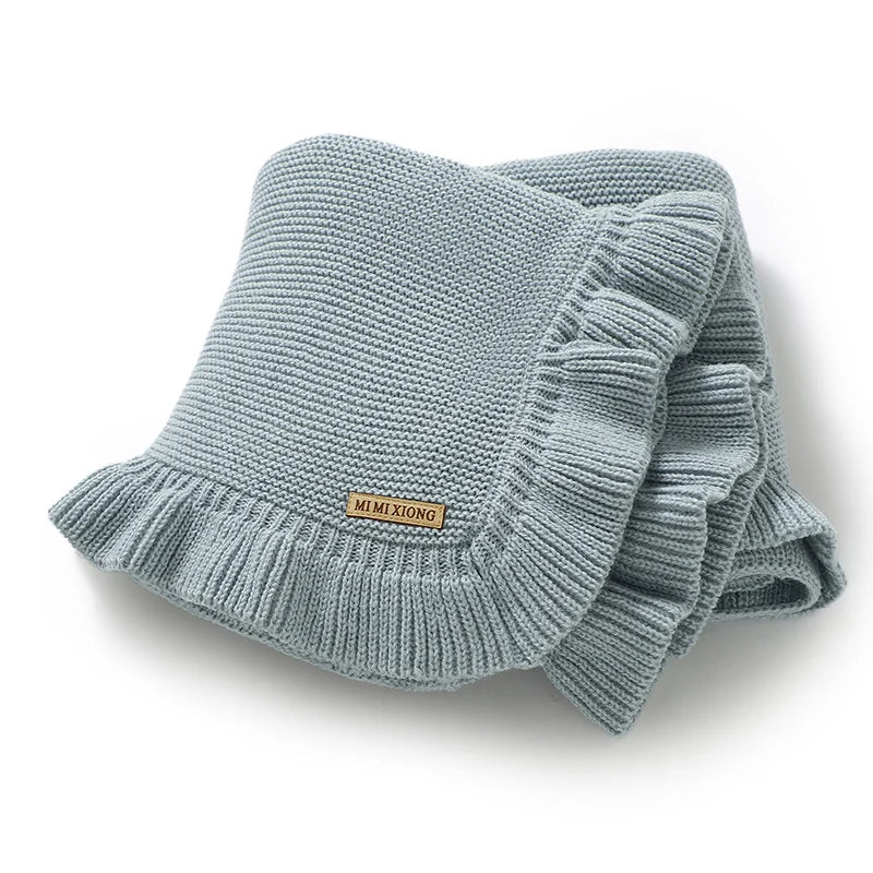 Cobertor de Malha Infantil Unissex com Babados