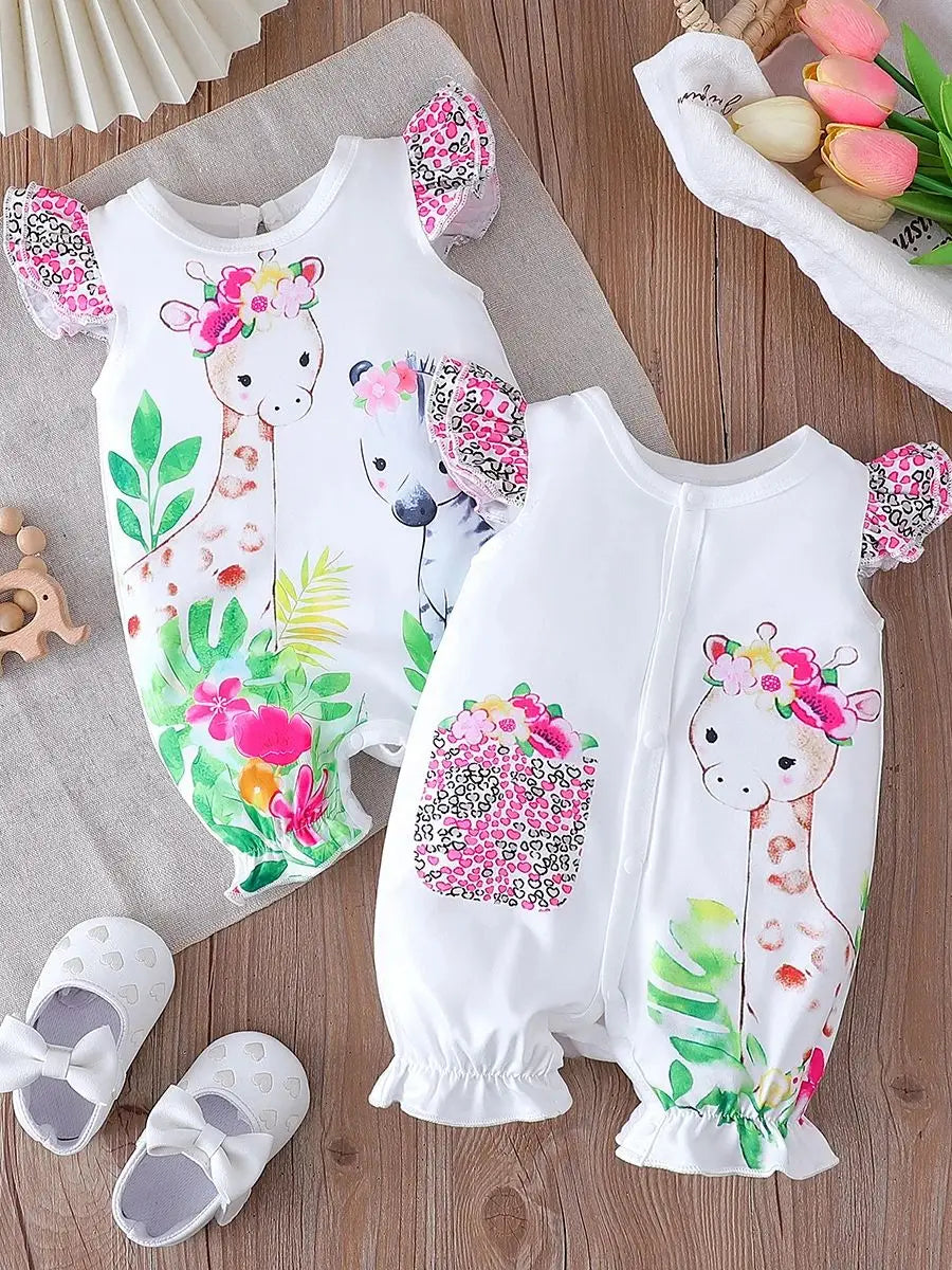 Conjunto de Macacão Infantil Verão Desenhos Animados