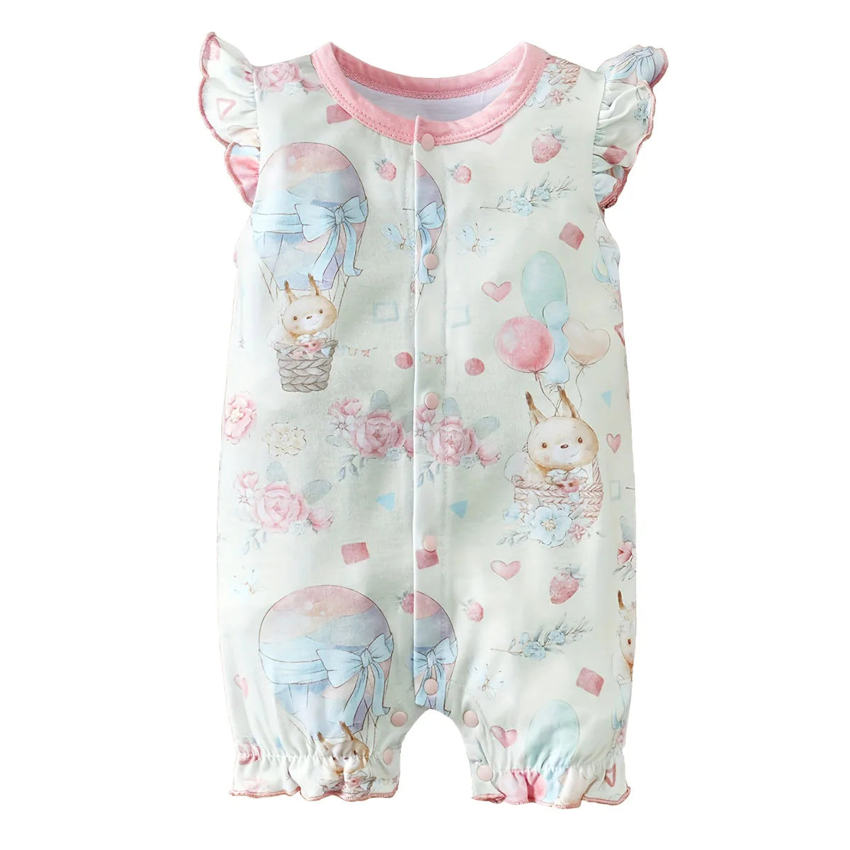 Macacão Bebê Menina Esquilo e Balão Sem Mangas