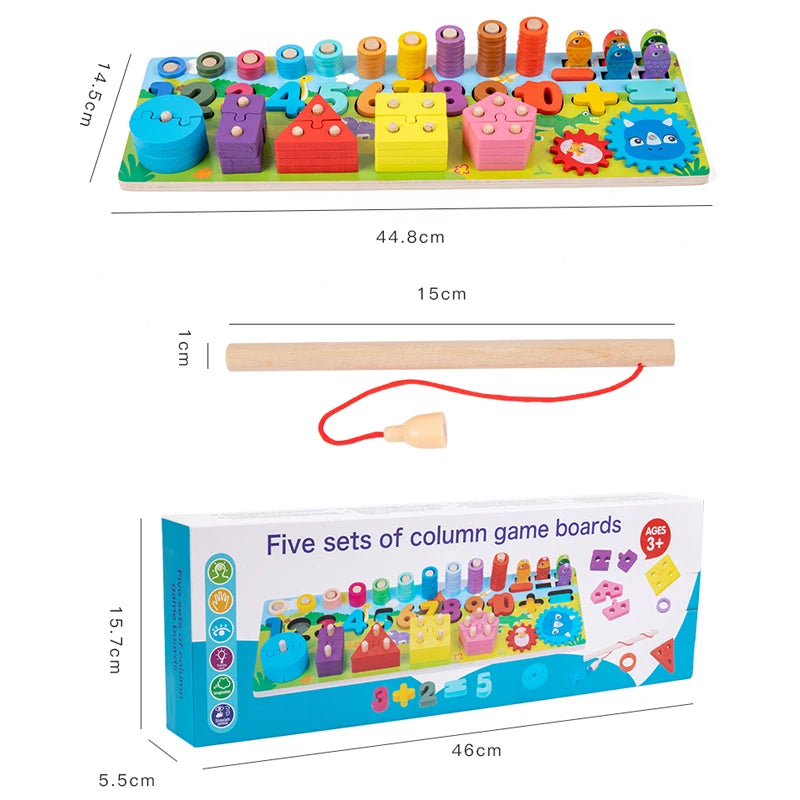 Montessori brinquedos de madeira crianças ocupado placa animal matemática números de pesca correspondência forma digital brinquedos educativos para crianças presentes