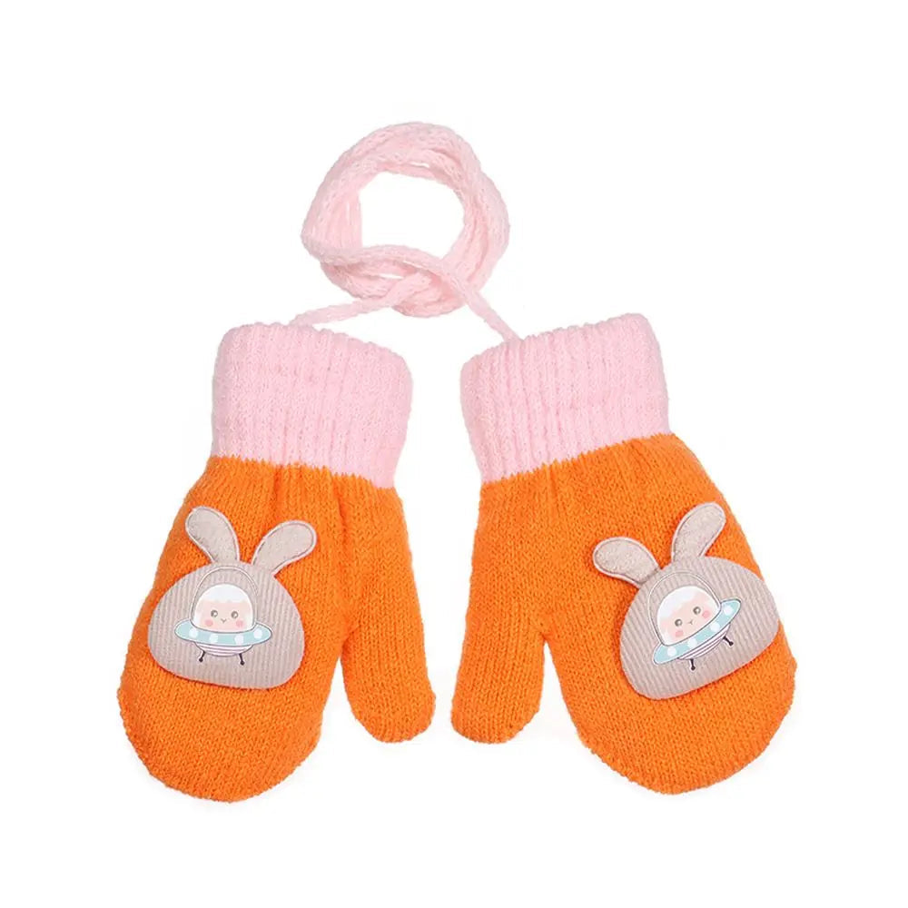1-4y crianças inverno engrossado pelúcia com corda luvas quentes para meninos meninas novas luvas de veludo sólido ao ar livre ciclismo luvas de esqui