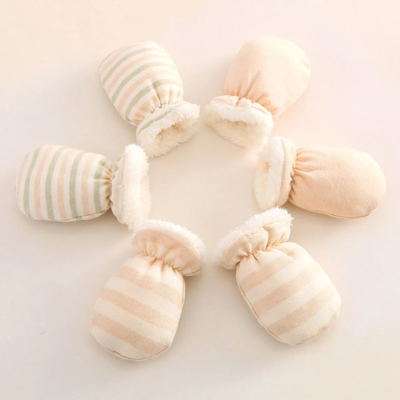Bebê recém-nascido luvas de inverno macio engrossar luvas de pelúcia para infantil menino menina listrado cor sólida luvas de dedo cheio