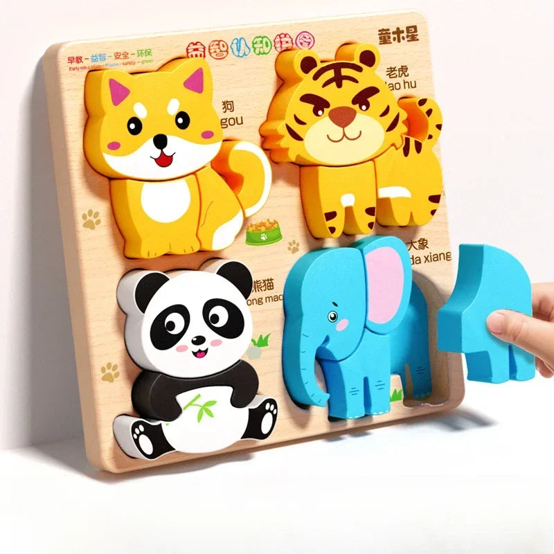 Quebra-Cabeça 3D Montessori de Madeira para Crianças
