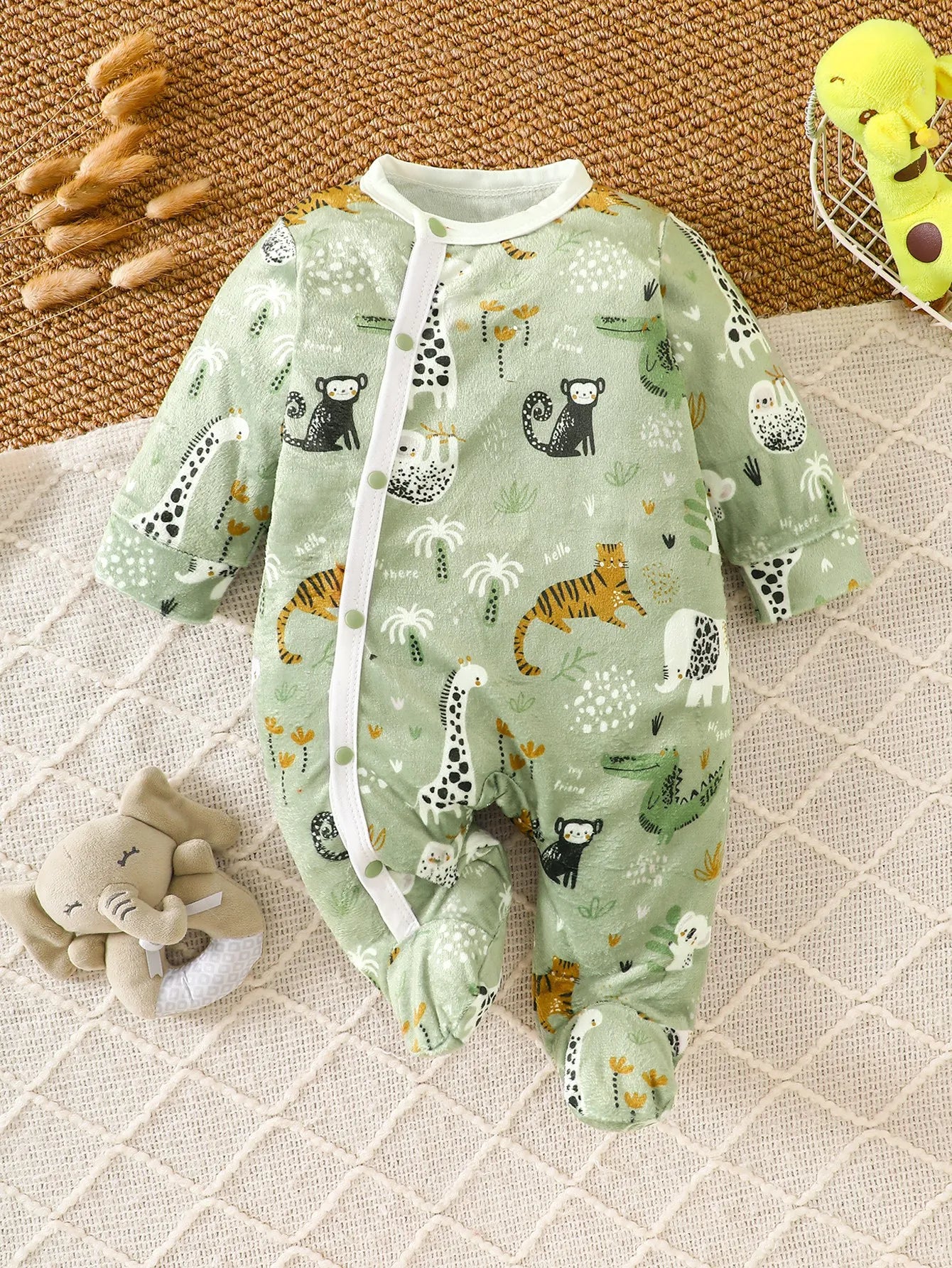 Macacão Infantil Zoológico com Pés para Bebê