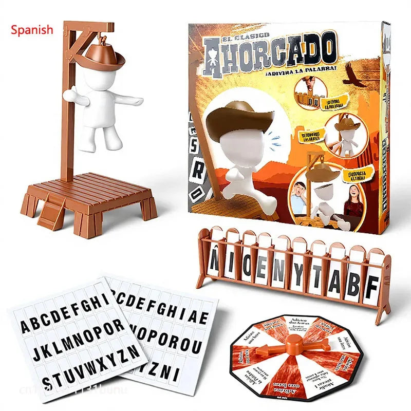 Novo jogo de adivinhação de executor misterioso magnético de cowboy, jogo de palavra de mesa de colapso de galows, jogo de festa de família, brinquedo de natal