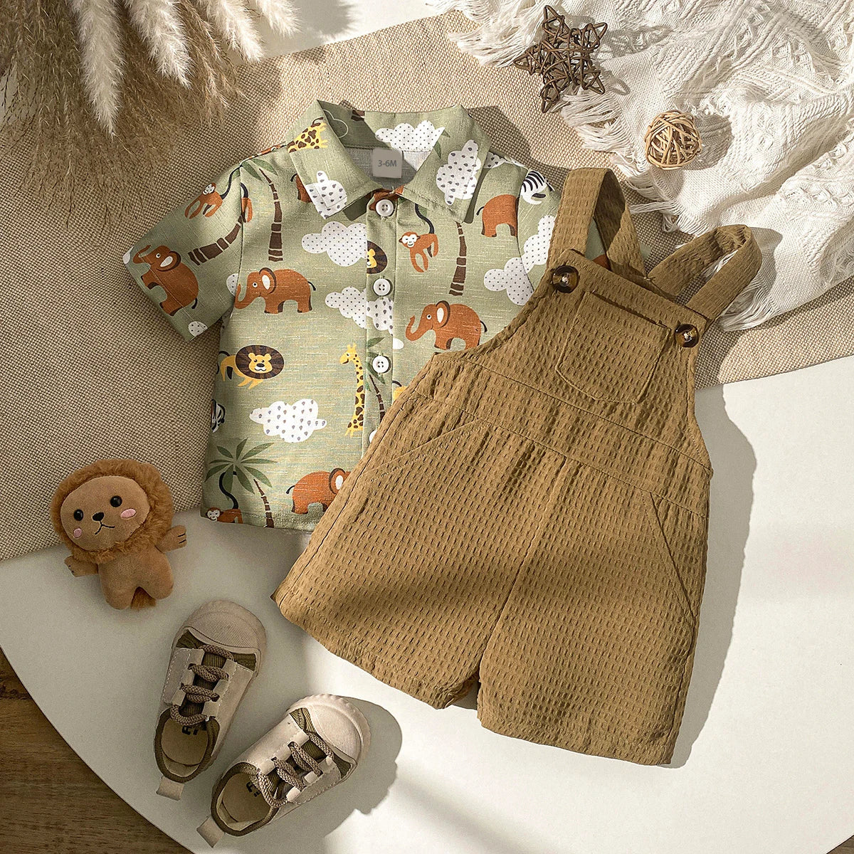 2 pçs bebê ativo verão meninos roupas macacão calças geral manga curta dos desenhos animados terno superior para 1-3y moda conjunto de roupas