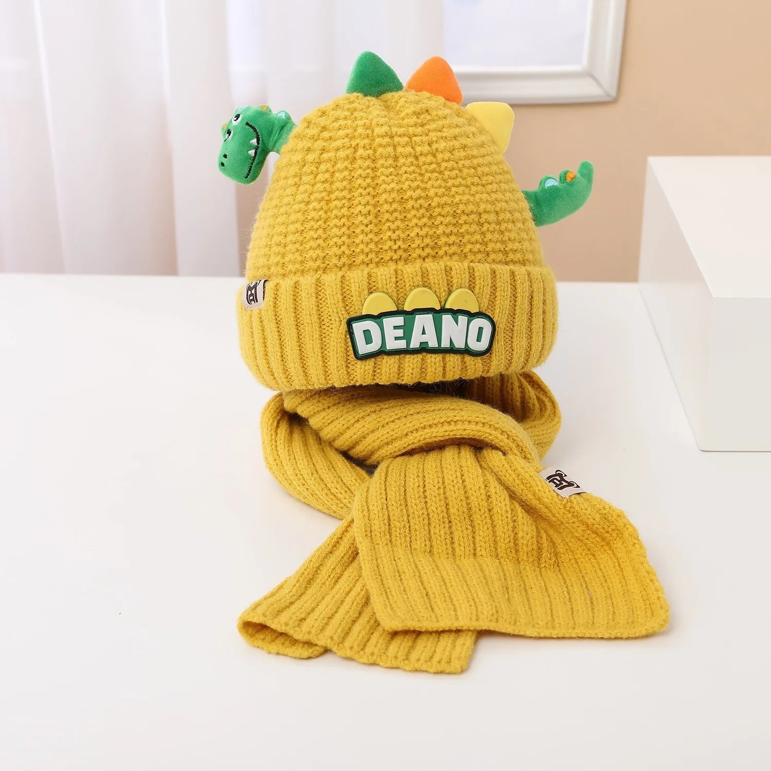Conjunto Infantil Dinossauro: Gorro e Cachecol Quente