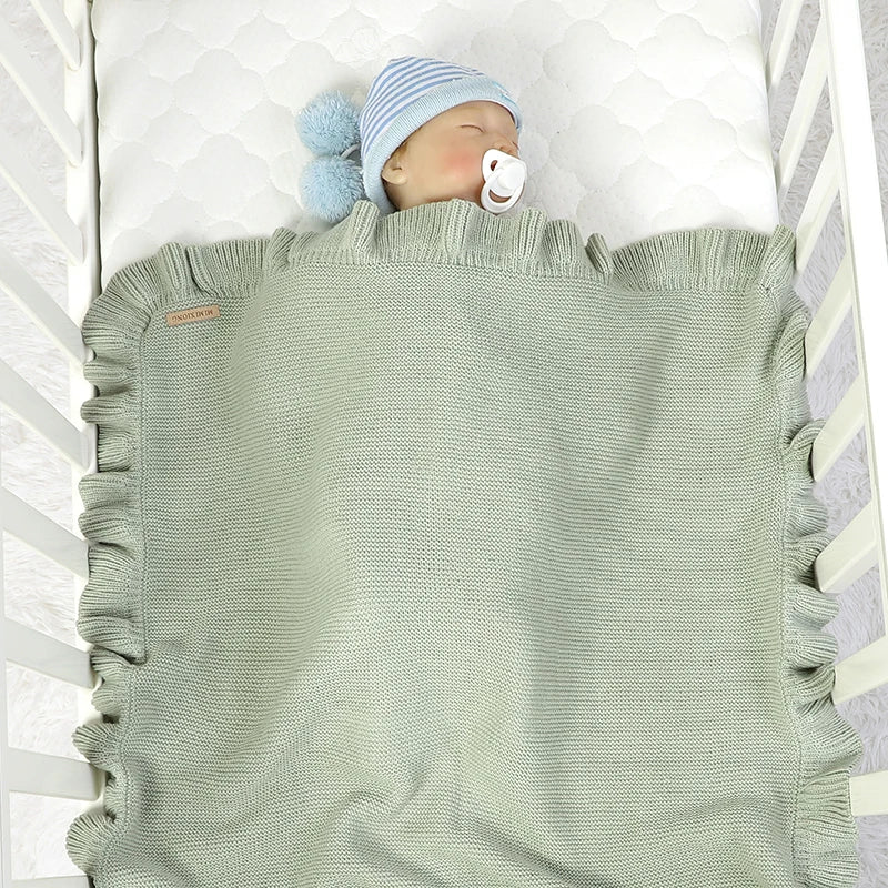 Cobertor de Malha Infantil Unissex com Babados