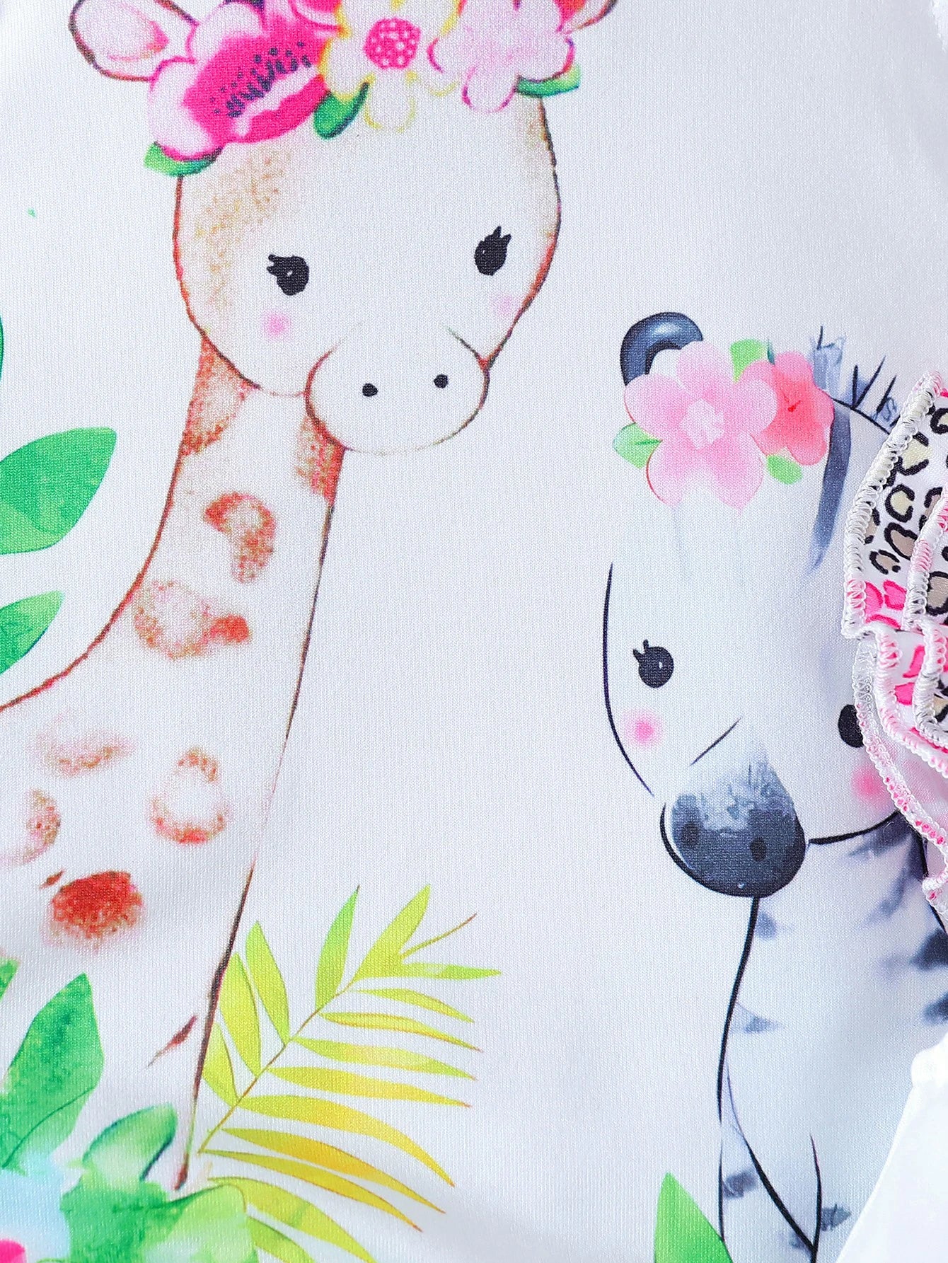 2025 verão novo bebê dos desenhos animados impressão animal cor pura casual versátil macacão conjunto de duas peças