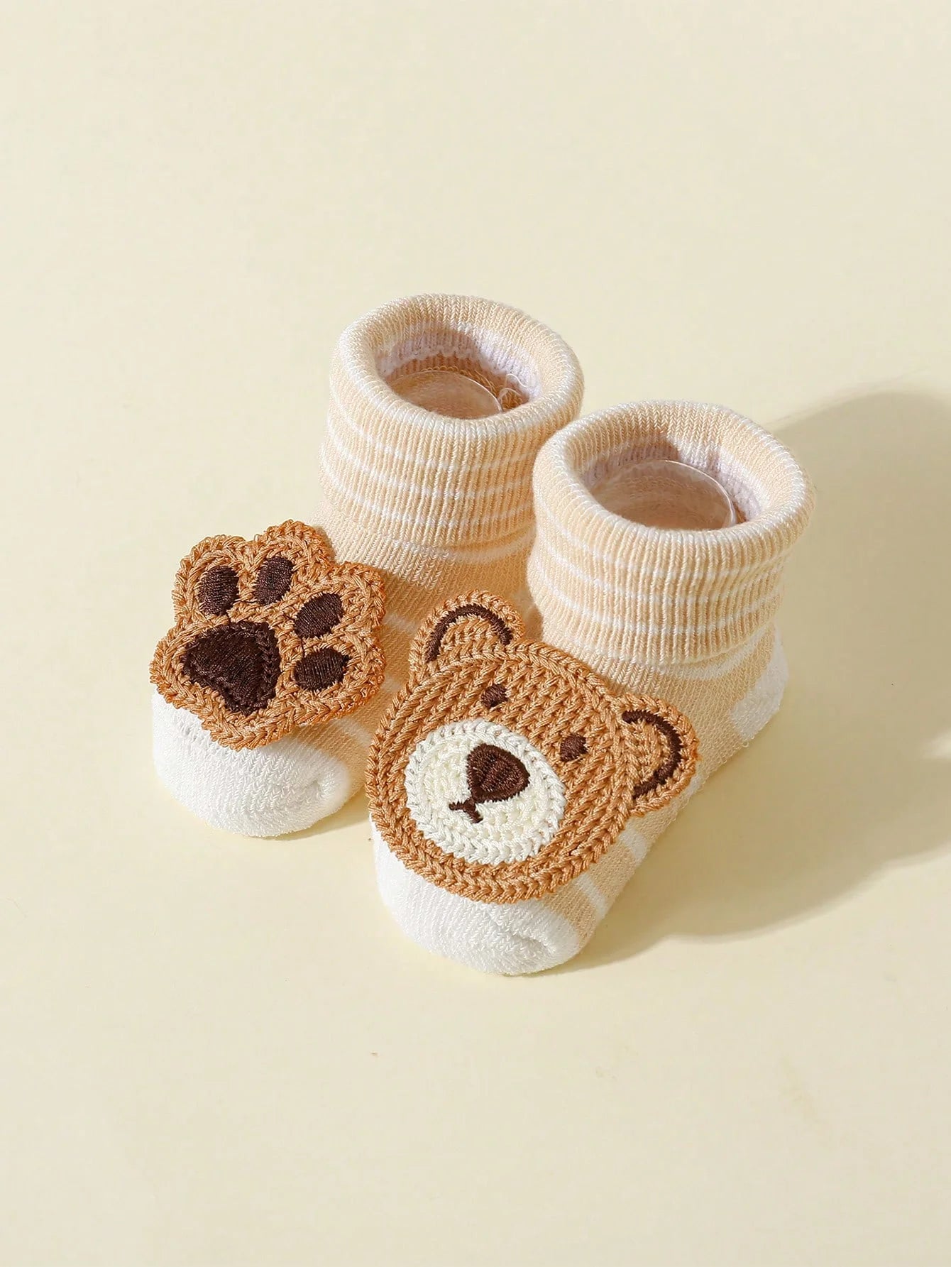 4 pares de meias fofas de urso de desenho animado para bebês, meias de algodão macio antiderrapantes para bebês de 0 a 12 meses, meninos e meninas recém-nascidas