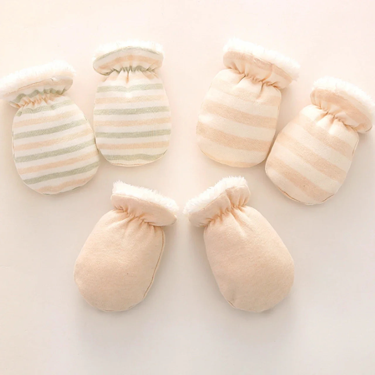 Bebê recém-nascido luvas de inverno macio engrossar luvas de pelúcia para infantil menino menina listrado cor sólida luvas de dedo cheio