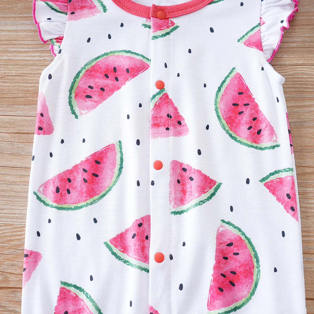 Iurnxb melancia floral bebê meninas bodysuit macio o-pescoço recém-nascido macacão casual manga boné infantil verão 0-18m