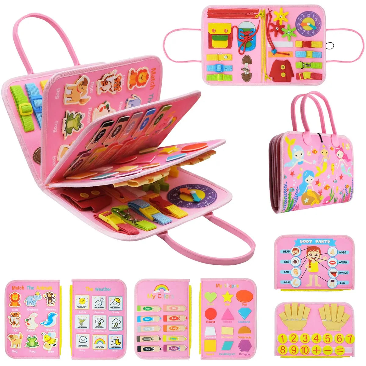 Placa ocupada montessori brinquedos para criança livro ocupado sensorial preshool educação precoce aprendizagem habilidades motoras finas brinquedos para crianças