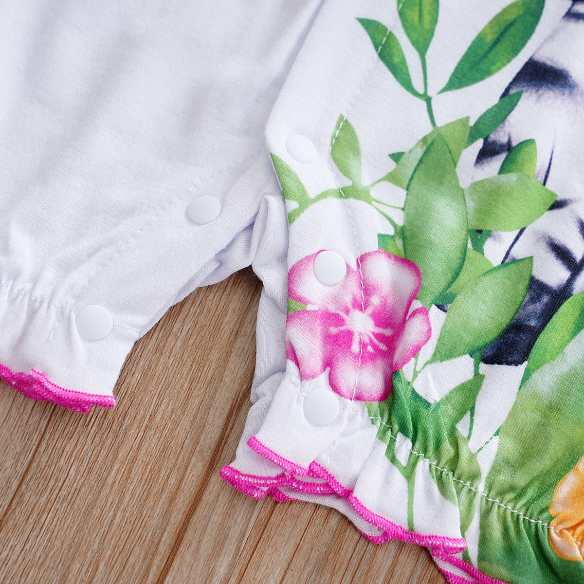 IURNXB-Bodysuit frontal com estampa flor zebra bonito do bebê, bodysuit confortável, macacão de manga, criança e menina infantil Onesie, presente de verão