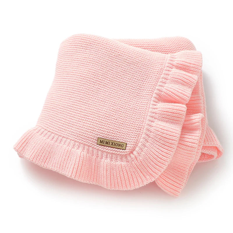 Cobertor de Malha Infantil Unissex com Babados