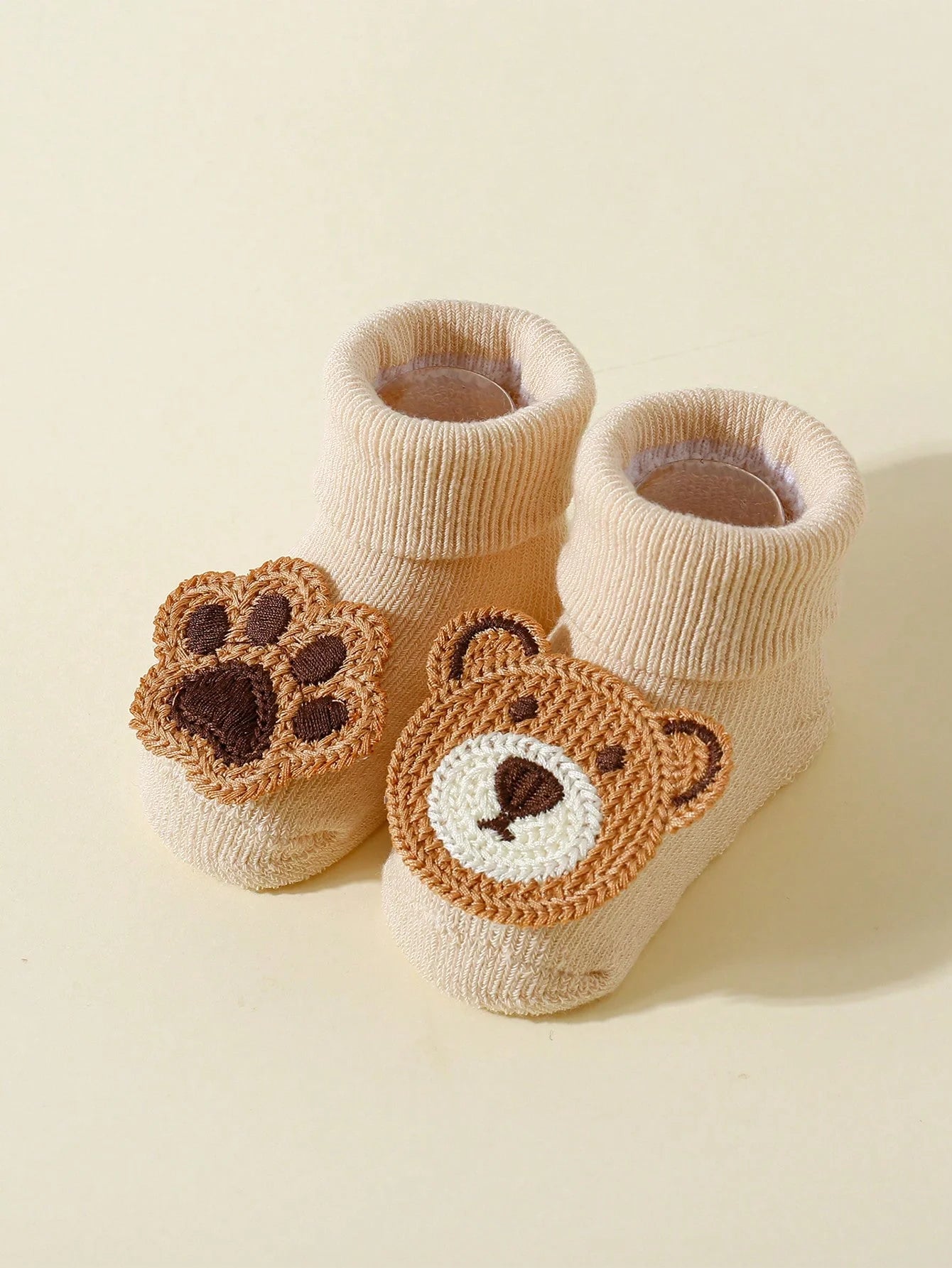 4 pares de meias fofas de urso de desenho animado para bebês, meias de algodão macio antiderrapantes para bebês de 0 a 12 meses, meninos e meninas recém-nascidas