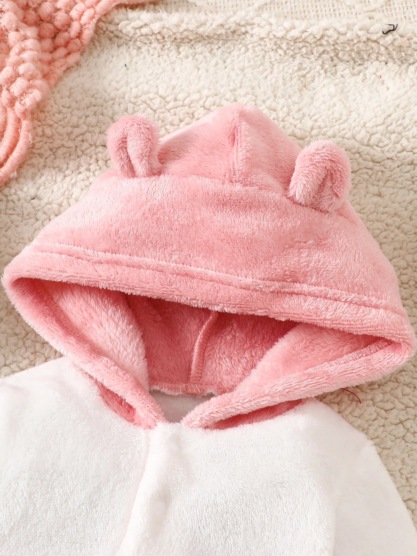 Iurnxb roupas de coelho para bebês recém-nascidos, ternos ao ar livre, casaco de lã com capuz + calças com suspensórios, conjunto de roupas infantis de 2 peças de 1 a 18 meses