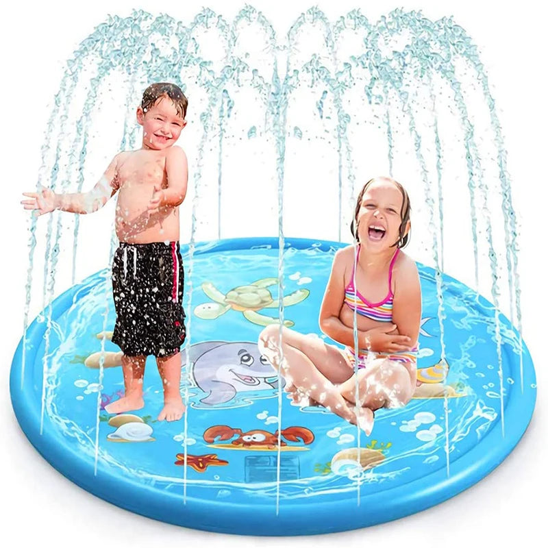 Golfinho pvc pulverização tapete de água ao ar livre gramado crianças jogo de água brinquedo pet pulverização tapete de água para crianças