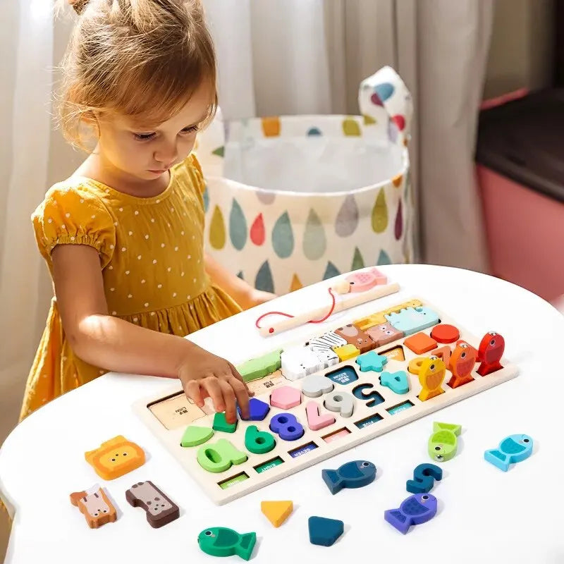 Brinquedos Montessori de madeira para crianças, tábua ocupada, forma e número correspondente, forma digital, brinquedos educativos, presentes infantis