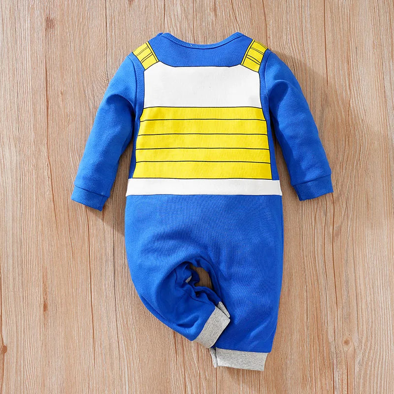 Macacão de bebê azul anime, traje cosplay recém-nascido, traje infantil, gola redonda de algodão, roupas confortáveis, pijamas meninos, 0-18m