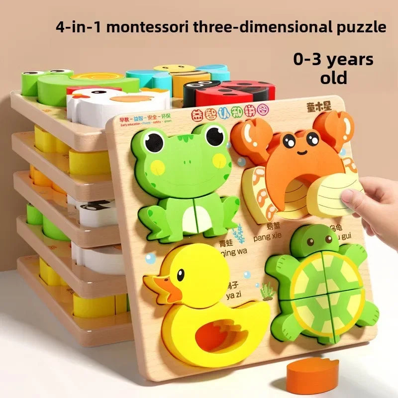 Quebra-Cabeça 3D Montessori de Madeira para Crianças