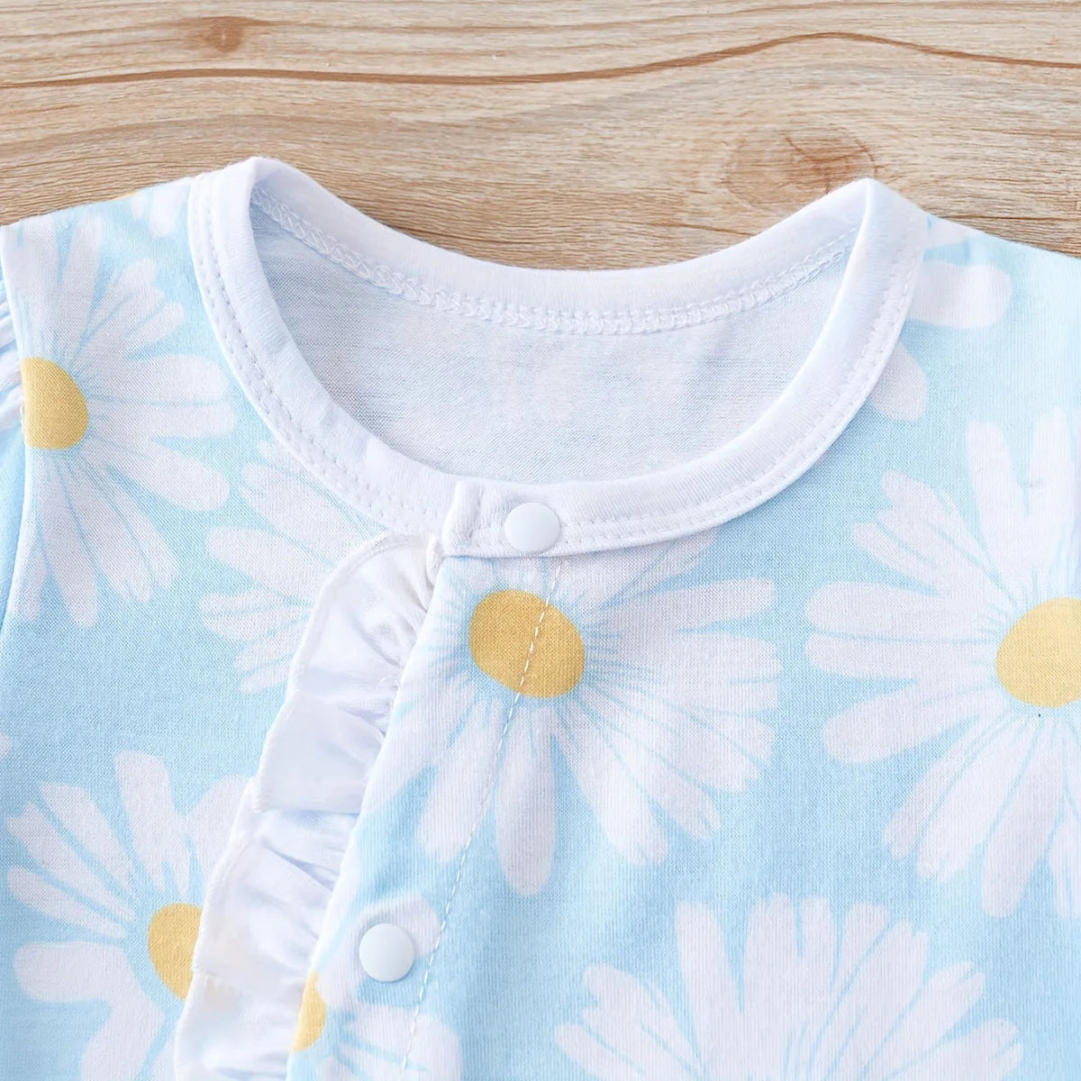 Iurnxb adorável macacão de bebê plissado margarida impressão manga curta bodysuit na moda infantil meninas casual macacão roupas recém-nascidos 0-12m