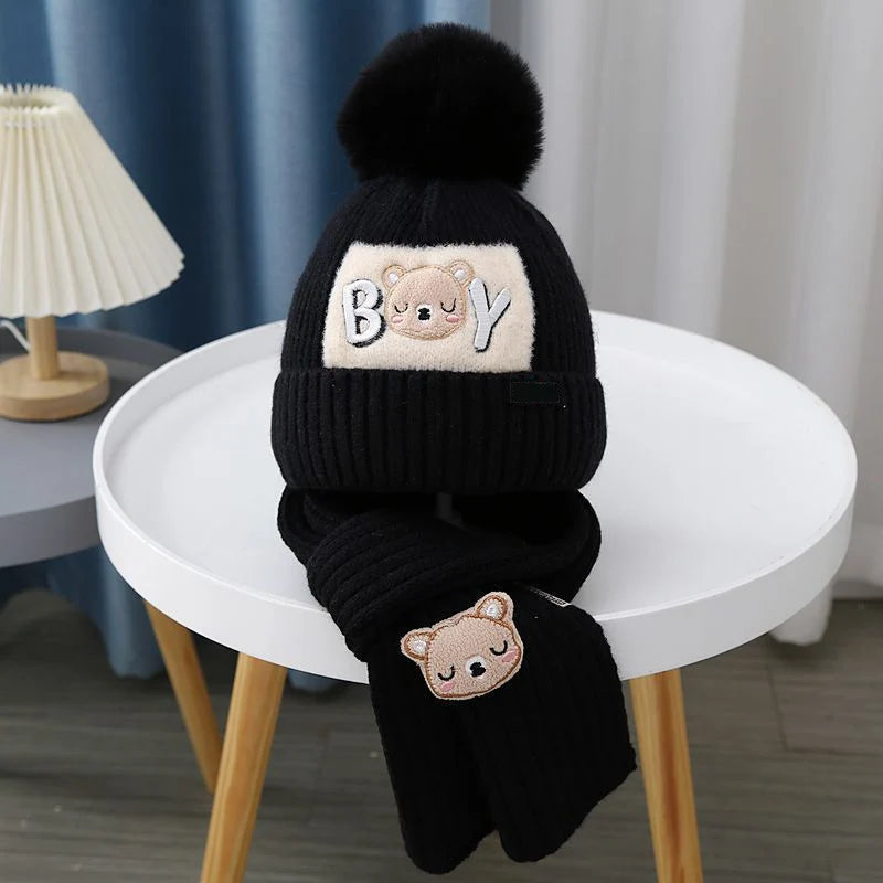 Conjunto de Inverno Infantil: Gorro e Cachecol de Lã