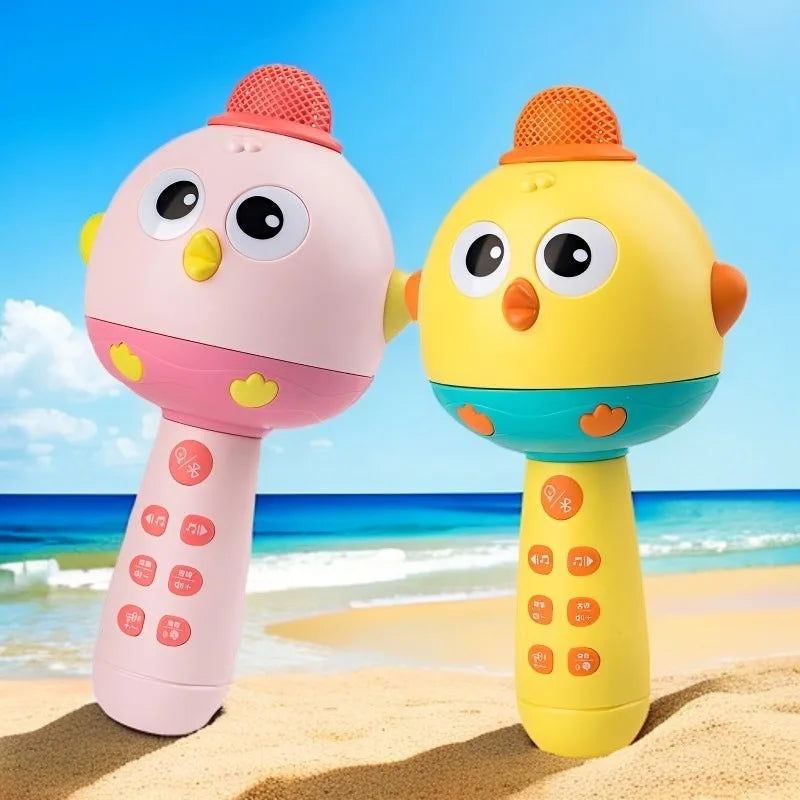 Criança microfone sem fio de áudio integrado máquina dos desenhos animados microfone das crianças bluetooth educação precoce música brinquedos do bebê