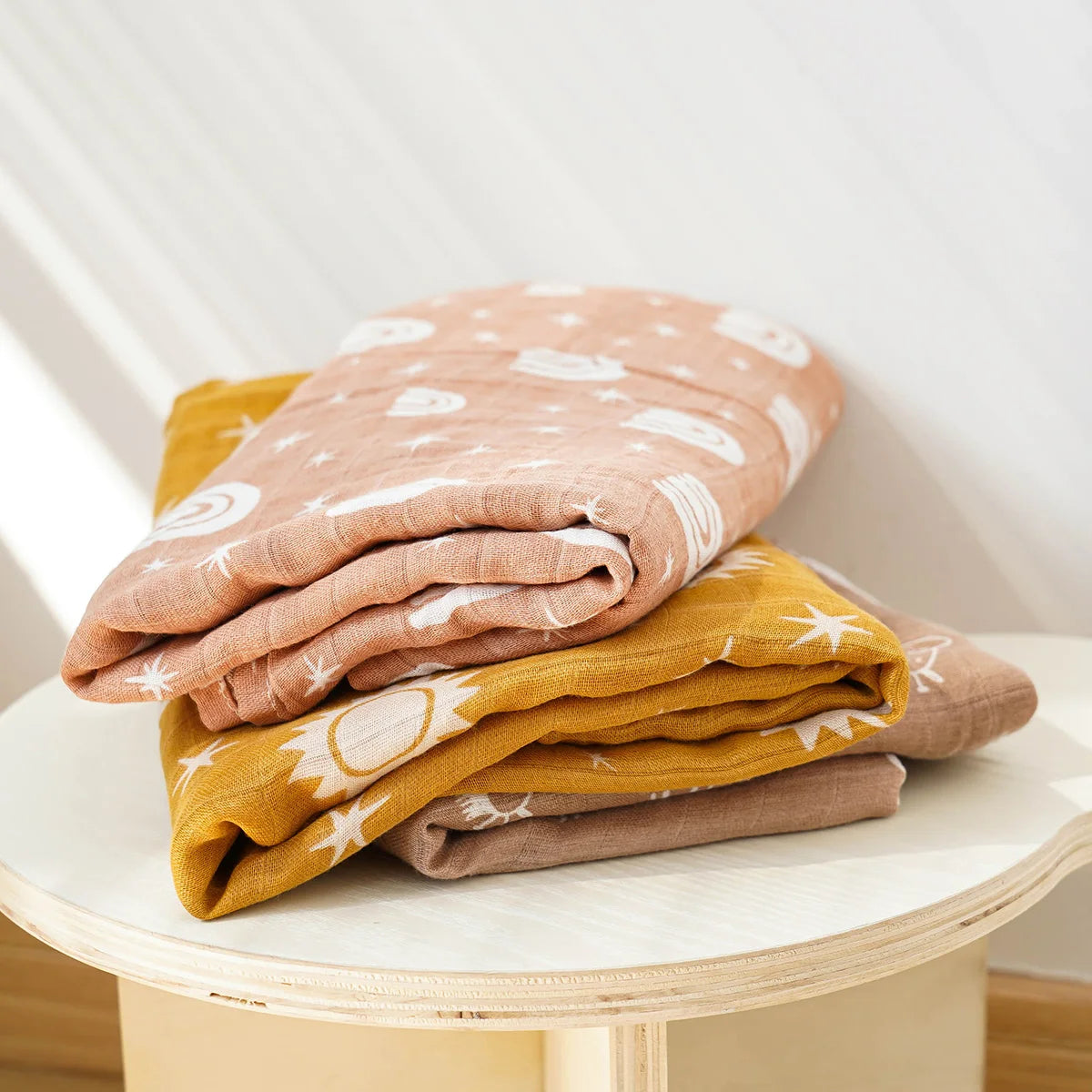 120x110cm 2 camadas bebê musselina swaddle cobertor pele-amigável bonito impressão toalha do bebê envoltório cobertor de algodão de bambu