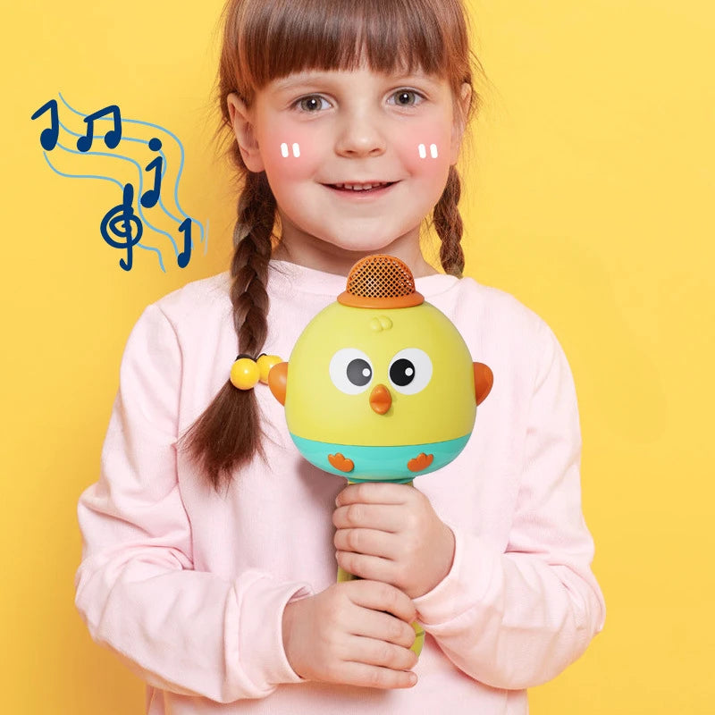 Criança microfone sem fio de áudio integrado máquina dos desenhos animados microfone das crianças bluetooth educação precoce música brinquedos do bebê