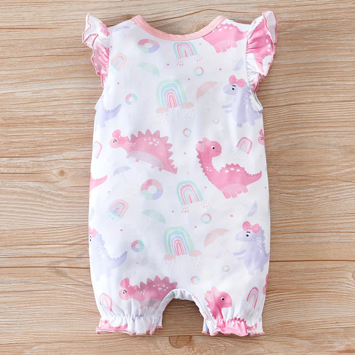 IURNXB-adorável dinossauro impressão bebê romper, bodysuit infantil para meninas, manga recém-nascida, snap Onesie, desgaste casual, 0-12m