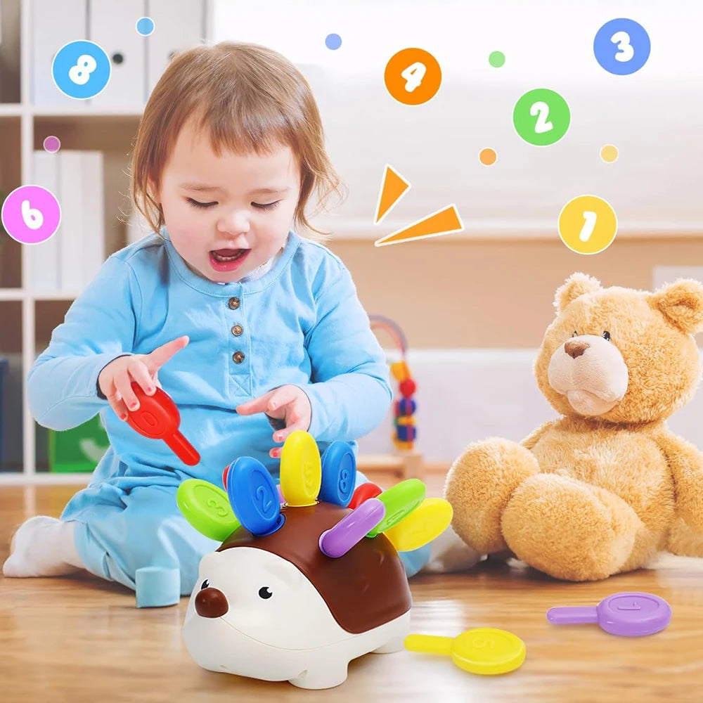 Ouriço montessori brinquedo educativo brinquedos de motor fino para crianças aprendendo contagem & treinamento desenvolver concentração sensorial presente