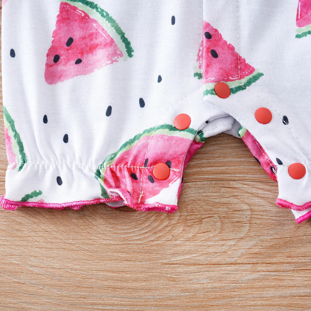 Iurnxb melancia floral bebê meninas bodysuit macio o-pescoço recém-nascido macacão casual manga boné infantil verão 0-18m