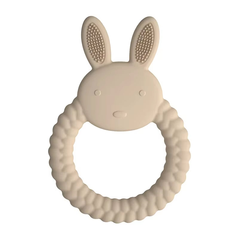 1Pcs Food Grade Baby Silicone Teether Toy Cartoon Rabbit Nursing Teething Ring BPA Free Newborn Health Molar Chewing Accessories