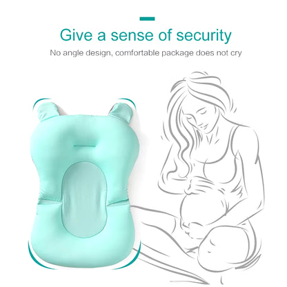 Portable Baby Shower Bath Tub Pad Non-Slip Newborn Bathtub Mat Safety Nursing Foldable Support Comfort Body Cushion Mat Pillow